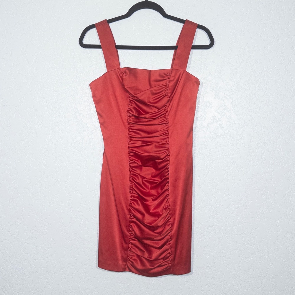 Vintage Gunne Sax Red Ruched Front Mini Cocktail Dress Size 5‎
